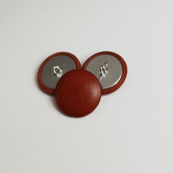 Cognac Leather Buttons (Quantity 3)