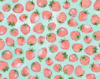 Seafoam Strawberries Fabric from Wishwell Strawberry Season Collection for Robert Kaufman