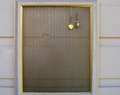 Earring Holder and Jewelry display organizer or magnet board in a glamorous ornate white and gold wood frame