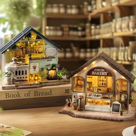 DIY Miniature Dollhouse Kit – Cocoa Bakery Chocolatier Natural