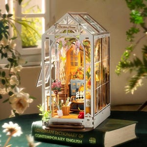 DIY Garden House Book Nook Kit: Miniature Bookshelf Insert