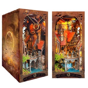 DIY Book Nook Kit Spirit Valley of The Magic Rings Book Nook Lord Rings Book Shelf Insert Tower Miniatures DIY Bookend Bookshelf Decor