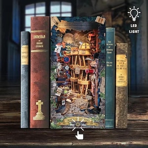 DIY Book Nook Kit Magic Night Alley Book Nook Magical Street Book Shelf Insert Wand Shop DIY Miniature Bookend Bookshelf Decor