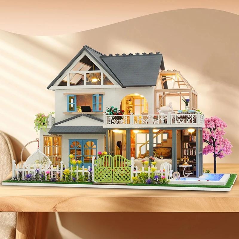 Beachside Bungalow Dollhouse Dolls House Exterior Paper Bungalow