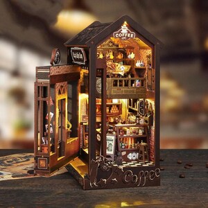 DIY Book Nook Kit Magical Coffee Shop Book Nook Magic Alley Shops Inspired Book Shelf Insert Wand Shop DIY Miniature Bookend Bookshelf Decor