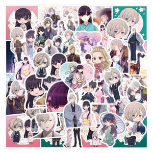 Pacchetto di 50 adesivi Anime My Happy Marriage per laptop / borraccia / skateboard / bagaglio / snowboard / Kiyoka Kudo / Miyo Saimori / Kaya
