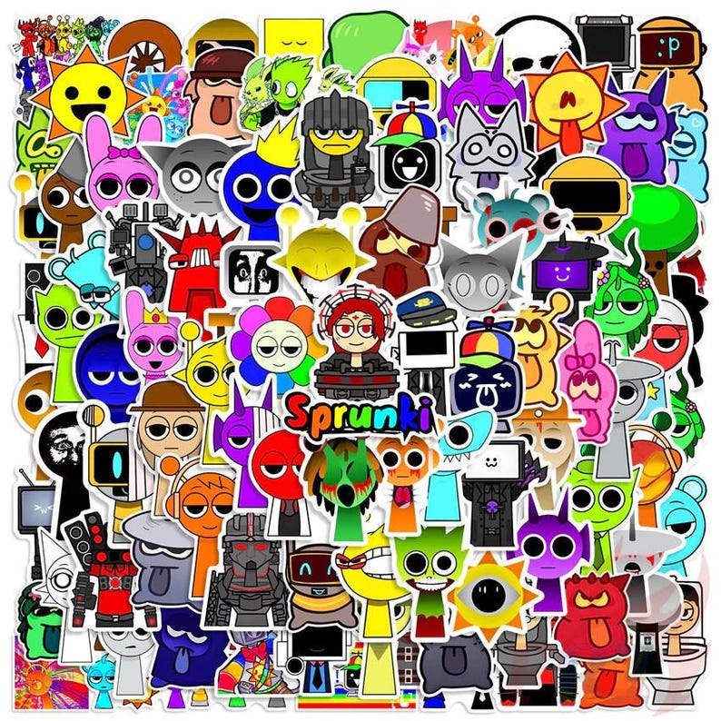 Gray Raddy 100 Incredibox Sprunki Sticker Pack for Water Bottle | Skate Board ...