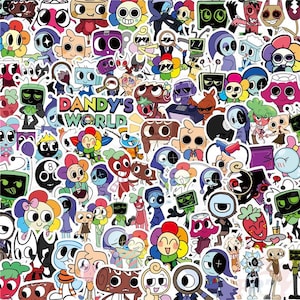 Paquete de 110 pegatinas de Dandy's World para botellas de agua, patinetas, tablas de snowboard, cuadernos, Kindle, Brightney, Looey, Tisha y Glisten.