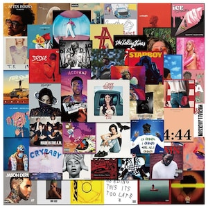 Lot de 100 autocollants pour pochettes d'album de musique pour ordinateur portable | Bouteille d'eau | Planche à roulettes | Bagagerie |Snowboard | Couverture de l'album du chanteur |