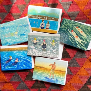LUCKY DIP de 6 tarjetas de felicitación de Linocuts originales de Drusilla Cole