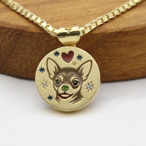 Hand-Painted Chihuahua Necklace: Diamond Accent, Personalized Pet Memorial
