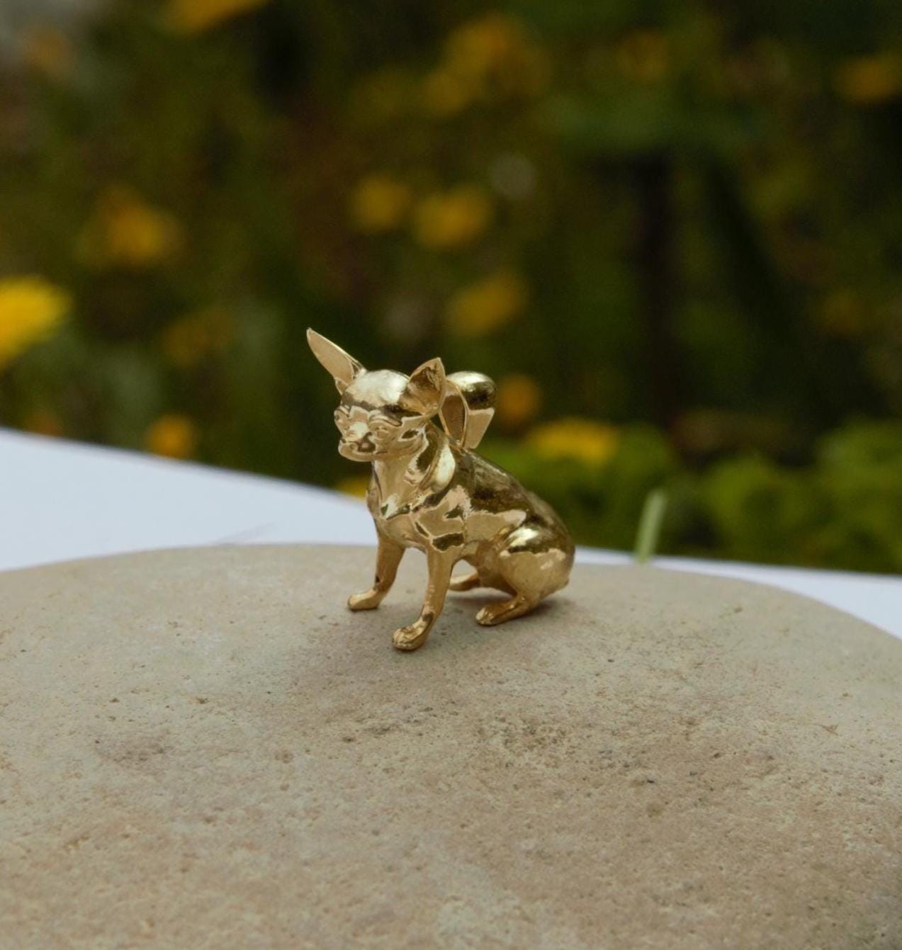 Chihuahua Cremation Urn Pendant, Gold Plated Sterling Silver Memorial Necklace