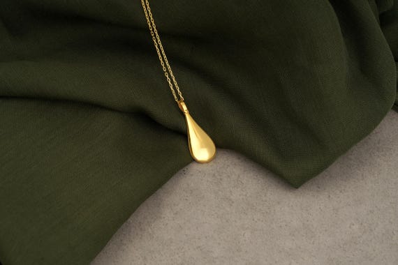 Teardrop urn pendant – 14 k gold plated,cremation necklace