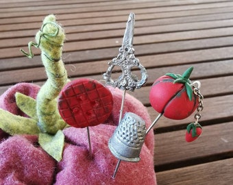 Decorative Sewing Pins "Tomato Sew Sew"