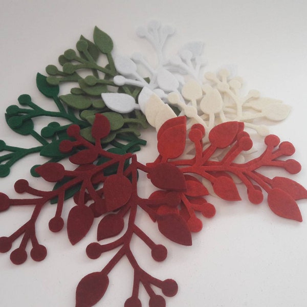 Felt branch with leaves die cut - 12 pcs. (FBL01)