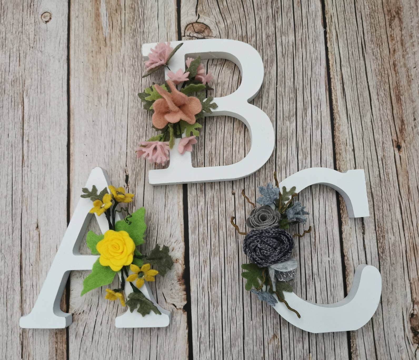 Floral Painted Wooden Monogram - 100 Directions