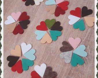 Felt Hearts, Mixed colours, Die Cut Craft Embellishments 50 pcs.