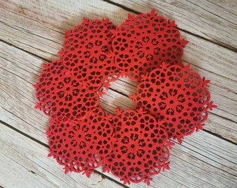 Red Felt Snowflakes.