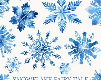 Imágenes prediseñadas de copos de nieve en acuarela, imágenes prediseñadas de invierno en formato PNG, conjunto de copos de nieve en formato PNG, copos de nieve azules congelados, imágenes prediseñadas navideñas, elementos para álbumes de recortes navideños