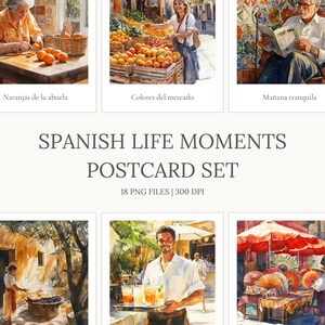 Spain Postcard Set — Watercolor Spanish People & Everyday Life — Travel Souvenir — Printable Spanish Postcards — Digital Download