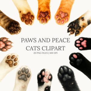 Watercolor Cat Paws Clipart – Colorful Toe Beans, Pet Stickers (Digital Download)