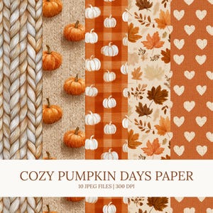 Autumn Seamless Digital Paper, Fall Cozy Backgrounds, Pumpkin Repeating Pattern Pack, Watercolor Scrapbook Paper, Printable Seamless Pattern