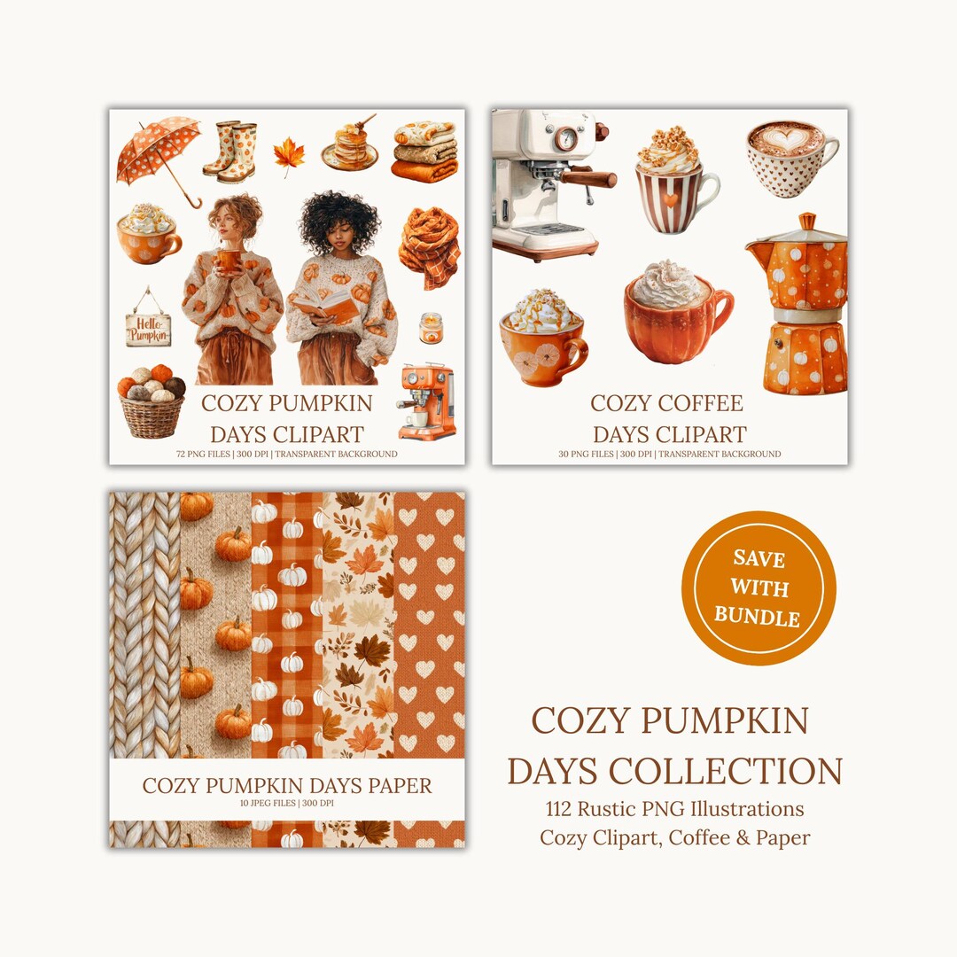 Watercolor Autumn Clipart Bundle: Cozy Fall Graphics (digital Download ...