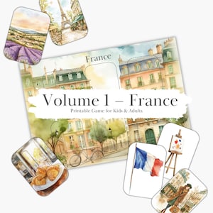 Jogo de Geografia da França para Imprimir | Adivinhe o País | Quiz de Viagem para Crianças, Famílias, Sala de Aula e Educação Domiciliar | Imprimível Educacional