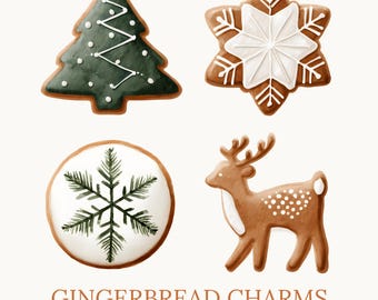 Weihnachten Lebkuchen Clipart, Keks PNG-Set, Aquarell Weihnachtsplätzchen, Urlaub Backen Clipart, Lebkuchen PNG