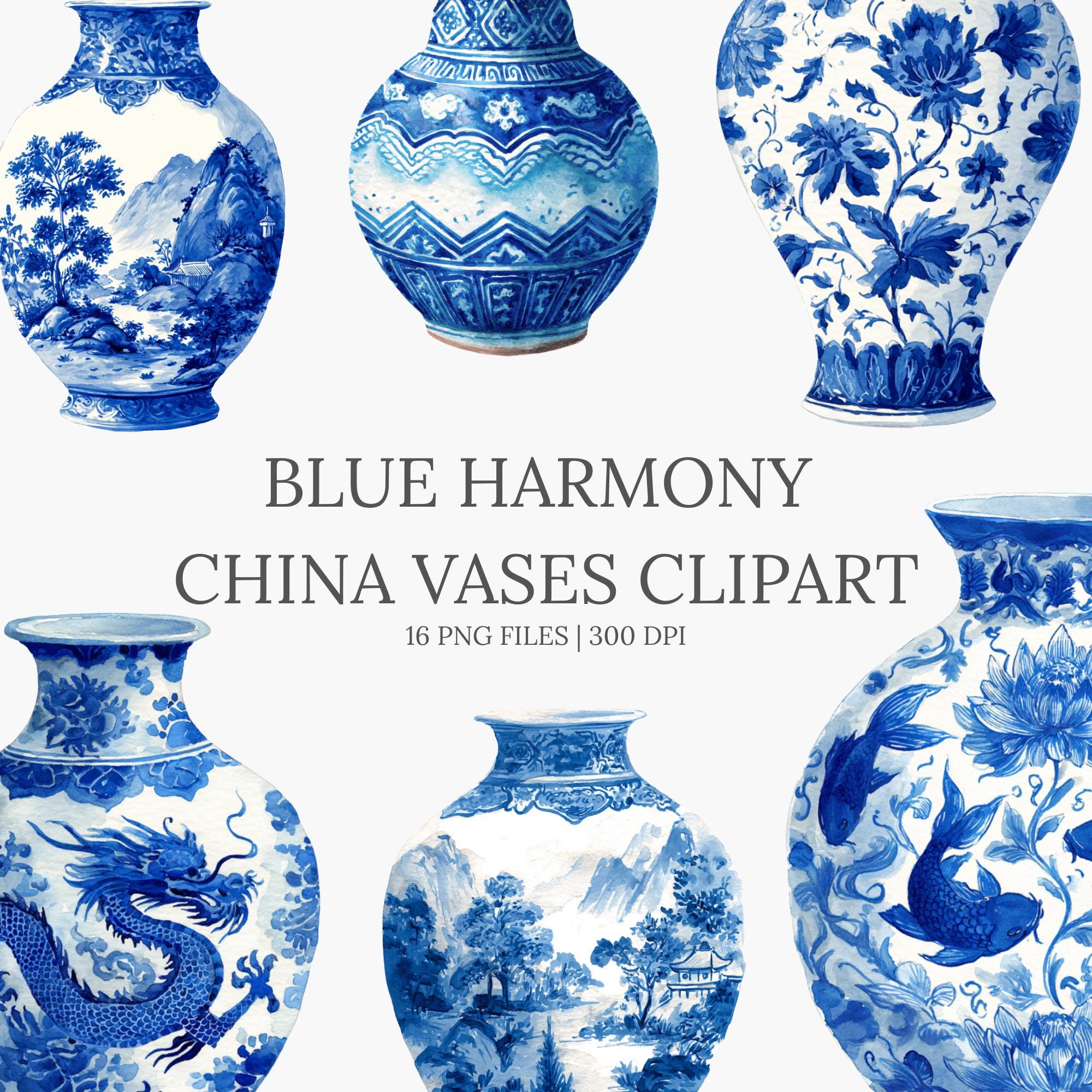 青色波模様ドラゴン陶器フラワーベース 青色波模様ドラゴン陶器フラワーベース 青色波模様ドラゴン陶器