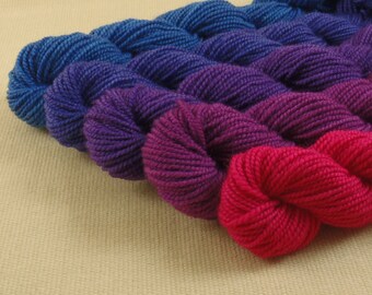 Mini Skeins Mayday Fuchsia - Set of 5 - Hand Dyed Fingering Sock Weight Yarn - 100% Superwash Merino Wool Yarn