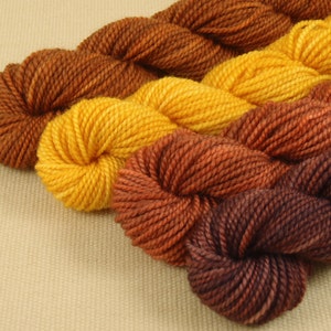 Mini Skeins November Leaves - Set of 4 - Hand Dyed Light Fingering/Heavy Lace Weight Sock Yarn - 100% Superwash Merino Wool Yarn