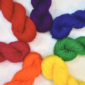 Mini Skeins Rainbow Set of 7 Hand Dyed Light Fingering/Heavy Lace Weight Yarn 100% Superwash Merino Wool image 3