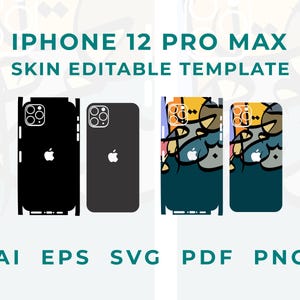 iPhone 12 Pro Max Skin Editable Template | Vector Cut File | Ai, Eps, Svg, Pdf, Png | Cricut & Silhouette Ready