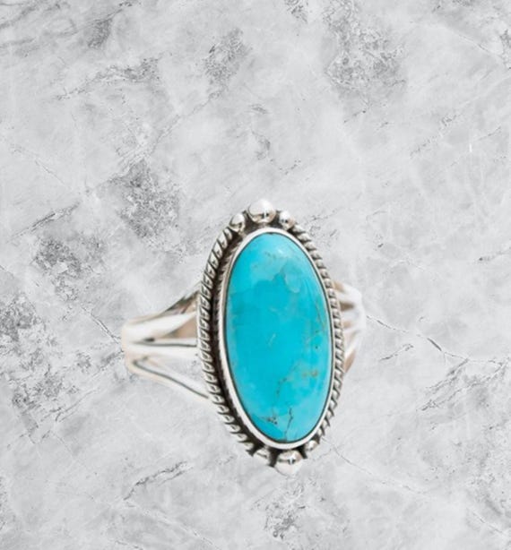 Turquoise Flower Silver Women Ring, Silver Handmade Jewelry