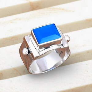 Blue Chalcedony Ring 925 Sterling Silver Ring Statement Ring Gemstone Ring Handmade Ring Wedding Ring, Promise Ring, Dainty Chalcedony Ring