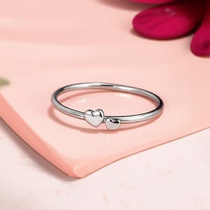 Sterling Silver Heart Ring, Tiny Heart Band Ring, Minimalist Dainty Jewelry, Stackable Rings, Simple Handmade Jewelry, Mother&#39;s Day Gifts