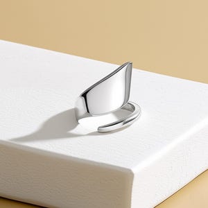 925 Sterling Silver Ring, Silver Wrap Ring, Chunky Ring, Minimalist Ring, Trendy Ring, Adjustable Ring, Abstract Geometric Ring, Wide Ring