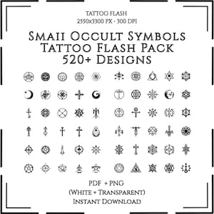 Small Occult Symbols Tattoo Flash – Mini Esoteric Sigils, Witchcraft Symbols, Blackwork Line Art