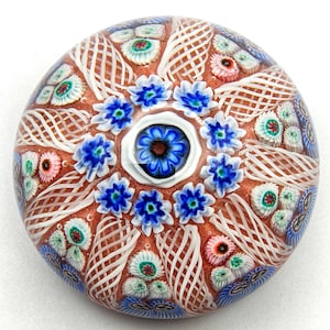 A lovely vintage Strathearn Glass millefiori P8 paperweight