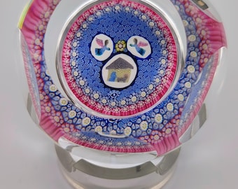 Fermacarte natalizio in cristallo al piombo Whitefriars, edizione limitata 1977, con stalla e angeli