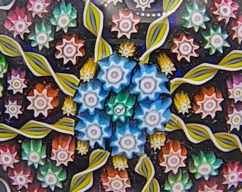 Perthshire PP1 großer Millefiori 8-Speichen Vintage schottischer Glasbriefbeschwerer ca. 1978 bis 2000 Sammlerstück
