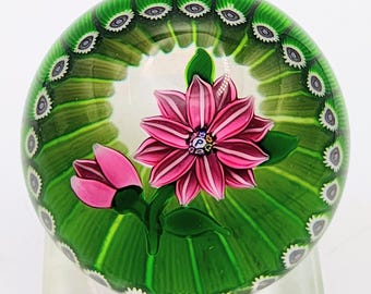 Perthshire 1978F  Limited Edition rare  ' miniature clematis ' Scottish Glass Paperweight Vintage Collectible