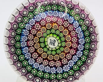 Perthshire 2001 Limited Edition Large 'Millefiori with dog cane' Scottish Glass Paperweight Very Rare Vintage Collectible