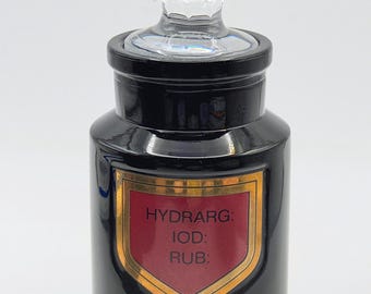 Vintage Brown Apothecary Bottle 'HYDRARG IOD RUB' Royal Pharmaceutical Society Commission 1960s Rare collectable Glass