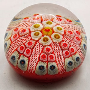 A striking and beautiful Vintage medium millefiori Strathearn P8 paperweight