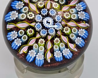 A beautiful John Deacon medium 8 spoke millefiori paperweight with central stag cane