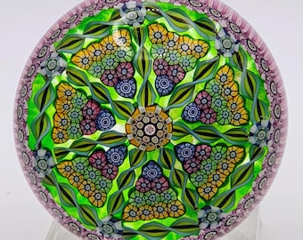 Seltener und einzigartiger Millefiori-Glasbriefbeschwerer, limitierte Auflage von 1990, signiert, Schottland, Vintage