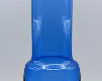 Vintage glazen vaas met blauwe kunst, Tamara Aladin Riihimaki, jaren 60