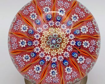 見事なパースシャー・ミレフィオリ・ペーパーウェイト、13本スポークガラス、1978年以前 PP1